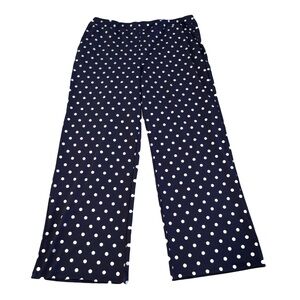 Lands' End Navy Blue Polka Dot Pants pull On Pockets Size XL 18